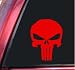 Punisher 2K Skull Vinyl Decal Sticker (6" X 4.6", Red)