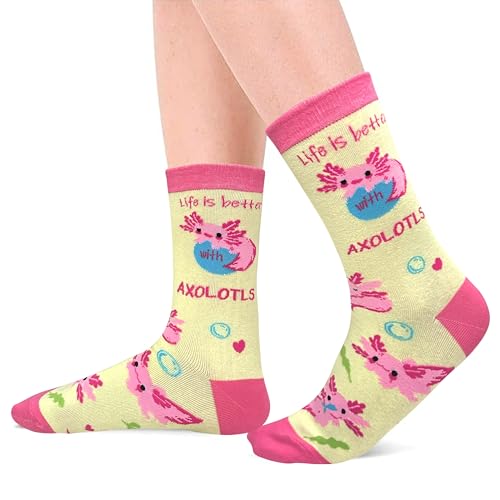 nhnsbdfc Axolotls Socks Funny Gifts White Elephant Gifts for Adults Novelty Axolotl Gift for Women Girls Kids Gag Sock