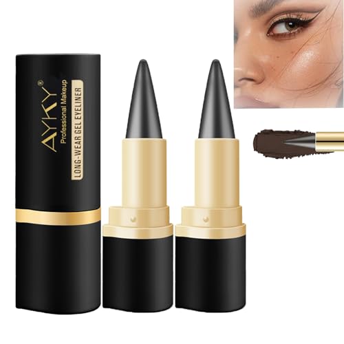SHUOHONG 2 Piezas Maquillaje Liner, Eyeliner Waterproof, Lápiz Delineador de Gel de Lapiz de Ojos, Delineador de Ojos Waterproof, Eyeliner Marrón Resistente al Agua Gel (Marrón Oscuro)