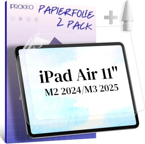 IPROKKO [2 Stück Papier Schutzfolie für iPad Air 11 Zoll 6. Gen 2024/7. Gen 2025, Like Paper Folie Matte Papierfolie Dis...