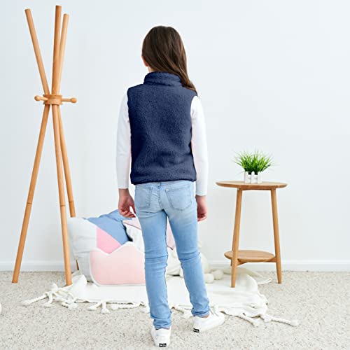 Image of JESKIDS Girls' Boys Sherpa Fleece Vest Outwear Lightweight Solid Color Cute Jacket with Pockets 2-11 Years