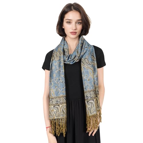 MUQU Women Pashmina Shawls and Wraps Scarf Soft Silky Reversible Paisley Scarves Shawl for Women4