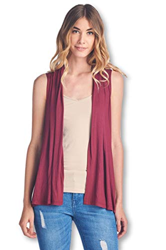 Women's Sleeveless Extra Soft Viscose Made from Bamboo Layering Casual Cardigan Vest (Small, Burgundy)