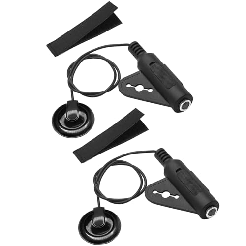 RuiJOTWAT 2 Piezoelectric Contact Microphone Guitar Pickup Buzzer Eq Patch Musical Instrument Pickup For Guitar Violin Ukulele Etc. Wire Length 40Cm Black