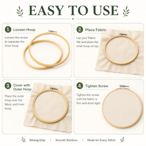 Image of EATHEATY 20 Sets 6 Inch Embroidery Hoop, Adjustable Bamboo Circle Cross Stitch Hoop Ring Bulk, Bamboo Wooden Hoops for Art Craft Sewing, Christmas Decoration