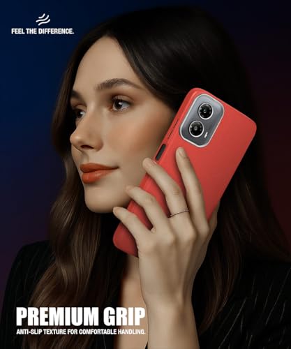 Image of WOW IMAGINE Back Cover for Motorola Moto G34 5G | Moto G45 5G | Ultra Slim Flexible Non-Slip Grip | Inner Fabric | Metal Camera Ring & Lightweight Soft Silicone Mobile Case - Crimson Red