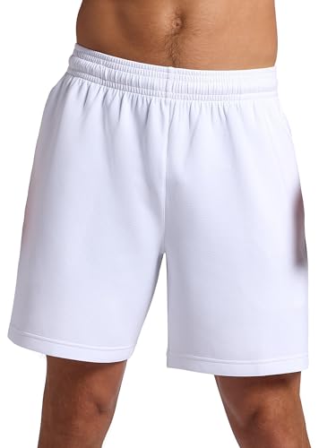 HEAD Mens Deuce Short Standard Fit 7 Inseam Breathable Mesh Fabric Stark White Large