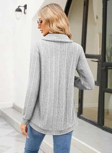 Image of Bulotus Tunic Sweaters for Women 2025 Turtleneck Sweater Pullover Lightweight Warm Tunic Tops for Leggings Loose Fit