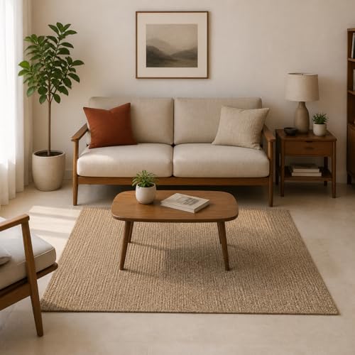Image of Handmade Cotton Braided 3x5 feet Throw Rug - Washable, Low Pile Reversible Floor Mat for Bedroom, Kitchen, Entryway & Living Room - Eco-Friendly Woven Carpet - (Beige Mix, Rect)