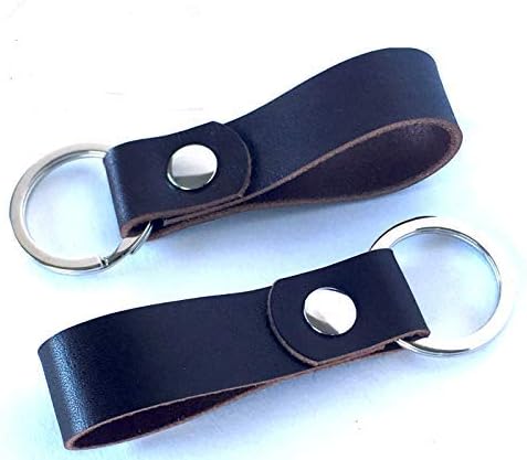 Leather Key Ring - Key Chain - Key Ring - Key Holder Hand Crafted with Genuine Leather. Perfect for Extra Car, Home, or Office. Choose Color and Size (Dark Brown - Pack of 2)