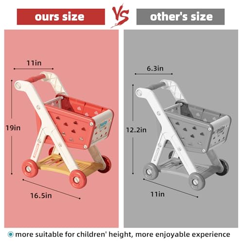 image for Jovow 102pcs Kids Shopping Cart Trolley Play Set with Pretend Food and