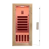 Zugoni Indoor Far Infrared Sauna Room ,Low EMF 5 Heating Panels 1400W Therapy for Personal Wooden Dry with Bluetooth Speakers LED Lamp 1 Person Home Spa Christmas Valentine's Day Gift.