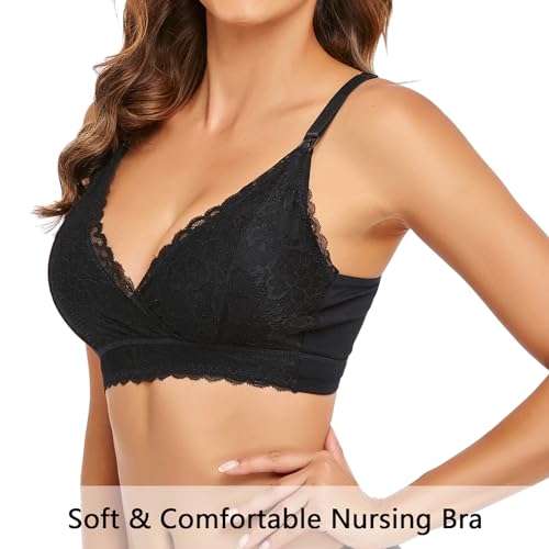 Nursing Bras Wireless Padded V Neck Lace Breastfeeding Comfort Maternity Bralette Natural Shape Pregnancy Bra2