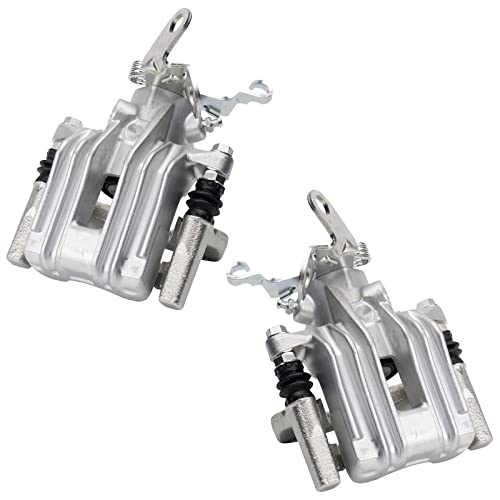 Image of TRQ Rear Driver and Passenger Side Brake Caliper Set Caliper Brackets Hardware Compatible with 2010-2016 VW Golf /Jetta /Eos /GTI /Passat Beetle and 2010-2013 Audi A3