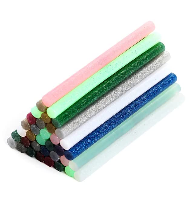 Tilswall Standard Size Colorful Glitter Hot Glue Gun Sticks 12 Colors 0.27 diameter 72pcs