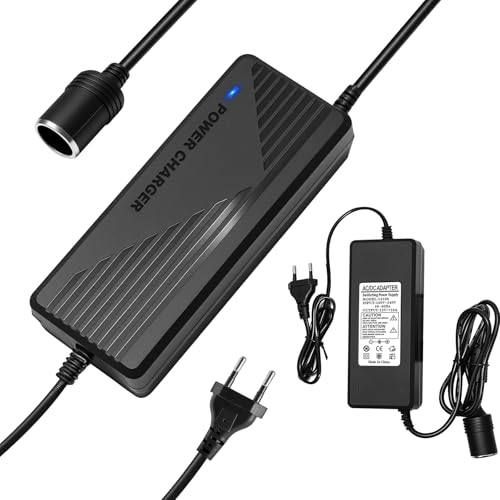 muhogxio Spannungswandler 230v auf 12v Netzteil 12V 10A 120W Netzteil mit Zigarettenanzünder Buchse für Kühlbox Autostaubsauger Kompressor Reifenfüller (Intergrierter Type)