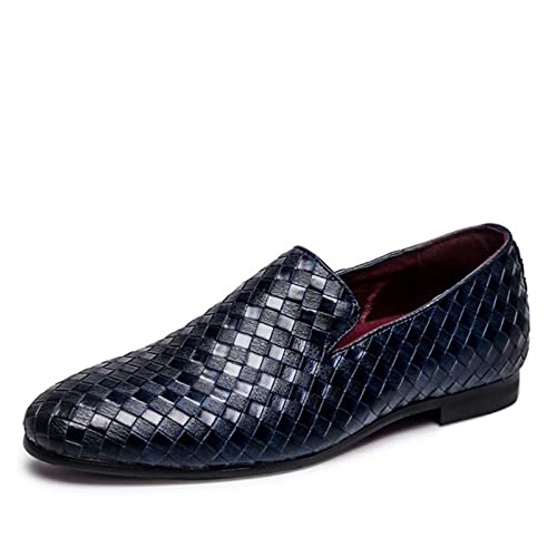 Mocasines de hombre en cuero trenzado, calzado de ocio elegante y zapatos de conducción