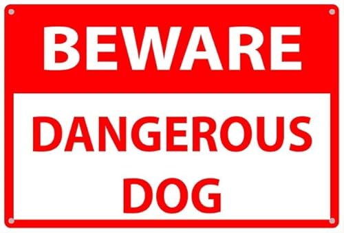 Estiyond Beware Dangerous Dog Aluminum Tin Sign Indoor Or Signs For Home Kitchen Farm Garden Garage Wall Decor 12X8Inch