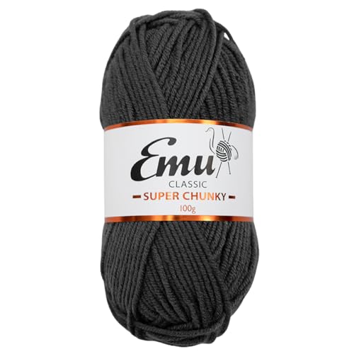 Emu Classic Super Chunky Acrylic Yarn 100g Ball 107m, Graphite - 182