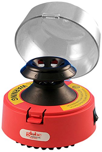 Globe Scientific 545R-230 Mini centrifuge, 13.3" Length x 4" Width x 5.3" Height, 230V, Red