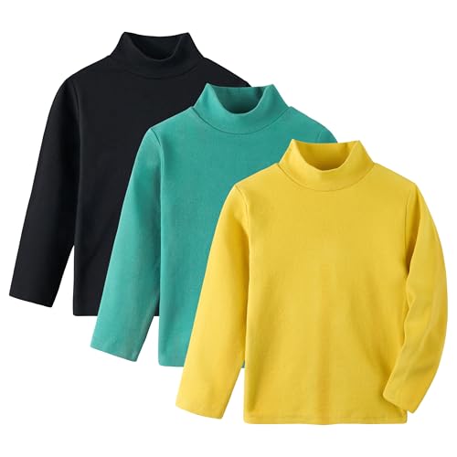 Volunboy Baby Boys Girls Turtleneck Long Sleeve Shirts Cotton Unisex Mock Neck Thermal Pullover Solid Color Warm Tops