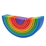 Grimms Holzspielzeug Halbkreis-Stapelblock-Puzzle, Kinderspielzeug für die Frühe Bildung, Matte Oberfläche, Kiefernholzmaterial, 10 X Bausteine, Kleinkinder und