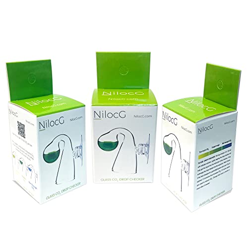 Image of NilocG Aquatics Glass CO2 Drop Checker - CO2 Monitor Kit for Aquarium Tank - Functional and Reliable - Transparent Drop Checker, 4dkh /pH Reagent Solution and Suction Cup