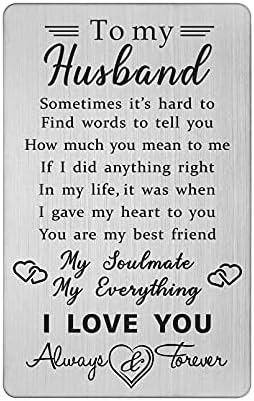 TANWIH Husband Wallet Card Gift from Wife, I Love You Cards Gifts for Him Husband, Unique Birthday Gifts For My Husband, Personalized Wedding Anniversary Presents