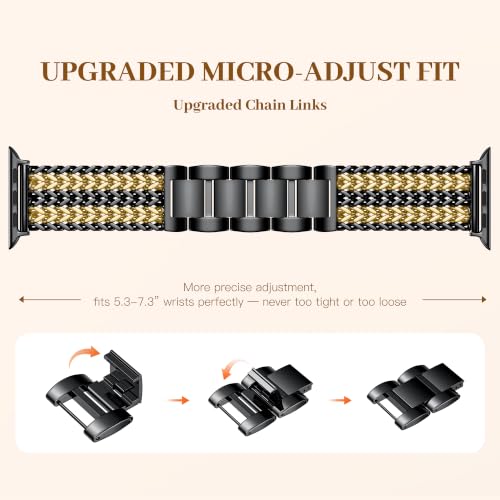 Image of Metal Band Compatible with Apple Watch Bands for Women 40mm 41mm 42mm 38mm 44mm 45mm 46mm 49mm, Dressy Stainless Steel Link Bracelet, Designer Strap for iWatch Series 11 /SE /10 /9 /8 /7 /6 /5 /4 /3 /2 /1 /Ultra