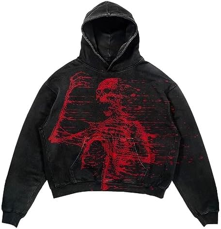 Obenie Halloween Y2K Hoodie Gothic Casual Alphabet Blast Print Pattern Skull Fashion Hoodie Men Harajuku Men Clothing - Image 2