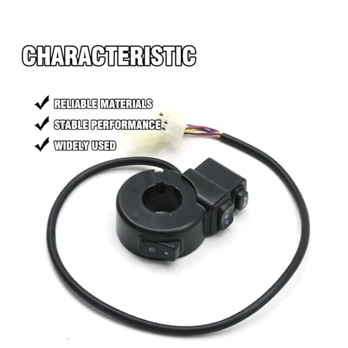 Image of UOIENRT 7 /8 inch 22MM Handlebar Switch, Black Handlebar Switch Horn, Plastic Electronic Turn Signal Switches for Motorcycle Electric Scooter ATV