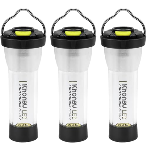 Khonsu キャンプ ランタン 充電式 3個セット 【6種類照明モード/無段階調光/3000mAh//200LM/マグネット付き/軽量82g】 type-C充電 キャンプ用品 防災照明 停電対策 ブラックの商品画像（Amazon）