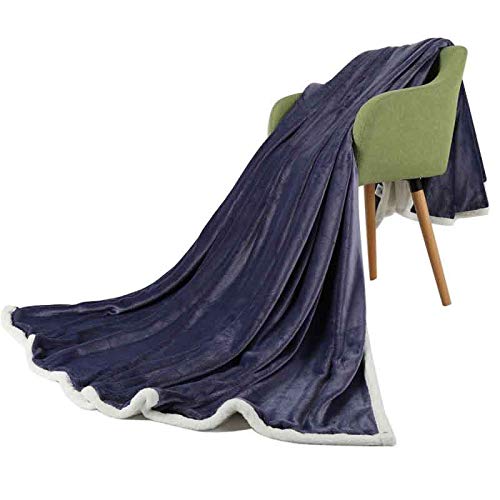 Couverture chaude bleu foncé jeté de lit double et simple