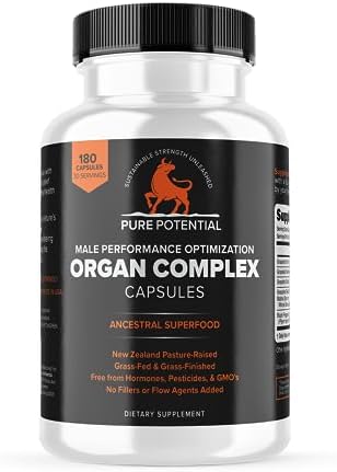 Pure Potential Male Performance – Grass Fed Beef Liver & Organ Complex to Support Overall Men’s Health, Energy & Vitality -New Zealand Sourced – Natural Vitamins & Minerals Supplement -180 Capsules