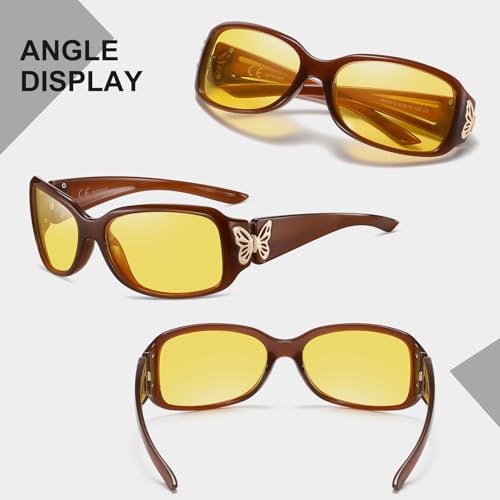 Image of HAOLOTA Night Vision Glasses for Driving Anti Glare, Polarized Nighttime Safety Glasses for Women Men UV400 Protection