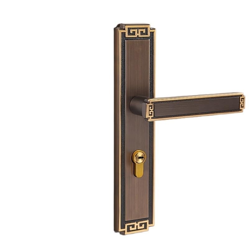Serrure de porte chinoise en laiton massif doré pour chambre raffinée