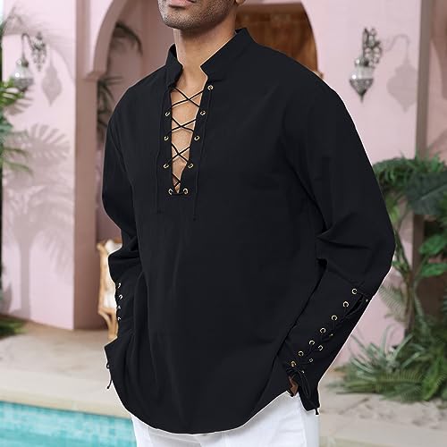 Image of CTU Men's Cotton Shirt Pirate Shirt Medieval Viking Renaissance Costume