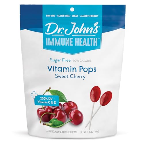 Dr. John’s Oral Health weet Cherry Pops with Zero Sugar, Dye-Free, Plant Based, Keto Friendly, 14 Count, 3.85 OZ