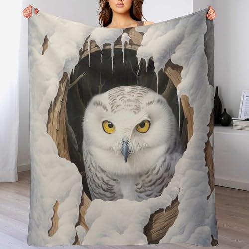 Couverture lit flannel motif hibou idée cadeau douce quatre saisons