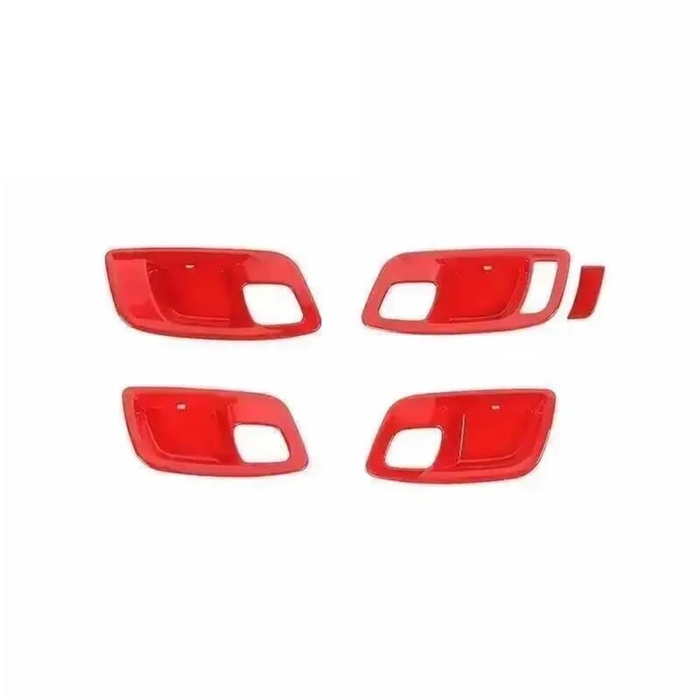 Dyog 5 Pcs Red Car Interior Decoration Cover Car Inner Door Handle Bowl Decoration Cover For Charger For Chrysler 300C 2011 Up Interior Accessories(5 Pcs Red)
