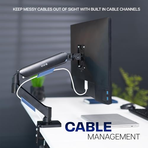 VIVO Single Monitor Counterbalance Gas Spring Desk Mount Stand | Universal Fits Screens 13" to 27" (STAND-V001O)