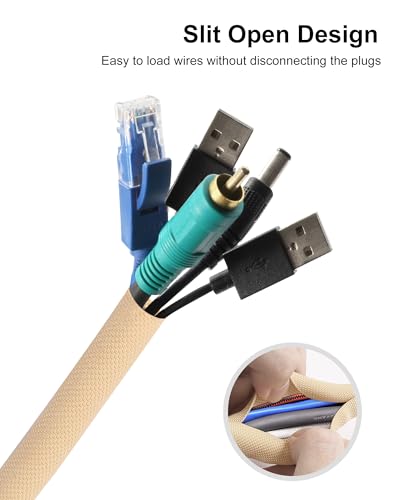 Image of Secbolt Cord Protectors from Pets No Chew, 10FT - 1 /2 Inch, Beige | Durable Cord Covers for Pets, Bite-Resistant Wire Protector for Cats, Dogs, Rabbits