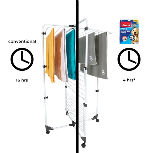 Vileda Pet Pro Mikrofaser-Handtuch M, zur Reinigung und zum Abtrocknen von Haustieren, 45 x 70 cm, Handtuch mit Waffelstruktur, weiches Mikrofaser-Material, für kleine Hunde, Grau