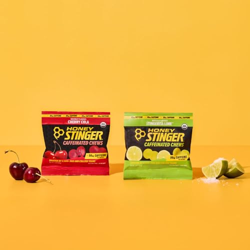 Image of Honey Stinger Organic Caffeinated Energy Chew Variety Pack of 12, 6 Packs Each of Cherry Cola & Stingerita Lime, Gluten Free, for Exercise, Endurance & Performance, Sports Nutrition for Home & Gym