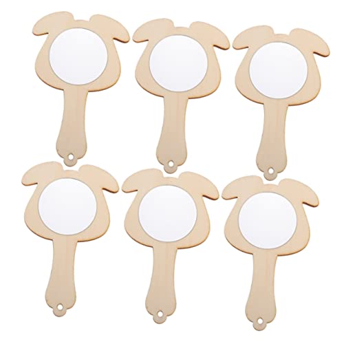 BESPORTBLE 6pcs Kids Mirror Toys Handheld Unfinished Mirrors in Wood Enhance Imagination Creativity
