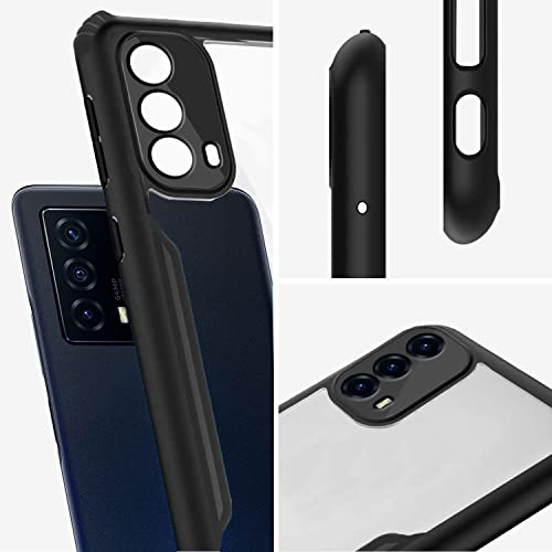 Image of Pikkme Iqoo Z5 5G Back Cover | Crystal Clear Transparent Back | Ultra Hybrid | Full Camera Protection | Raised Edge with 360 Degree Protection | Bumper Back Case for Iqoo Z5 5G (Black)