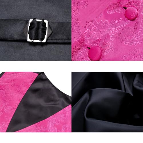 Men's Silk Paisley Waistcoat Tie Hanky Cufflinks Set Slim Fit Suit Vest for Wedding Business4