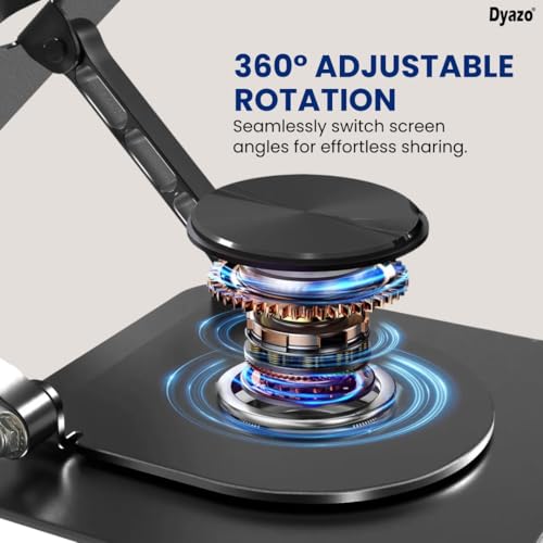 Image of 360 Rotating Laptop Stand Height & Angle Adjustable Tabletop Riser | Foldable Metal Design with Anti-Slip Pad | Compatible for MacBook Air /Pro, Dell, HP, Lenovo & Laptops upto 15.6 inch (Black)
