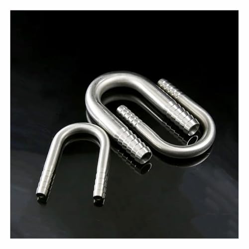 YYPTT U Shaped Elbow, of 6/8/10/12/16/20/25mm Hose Barb 304 Stainless Steel U Shaped Elbow Hosetail Pipe Fitting Water Gas Oil Fish Tank 1PC(8mm)