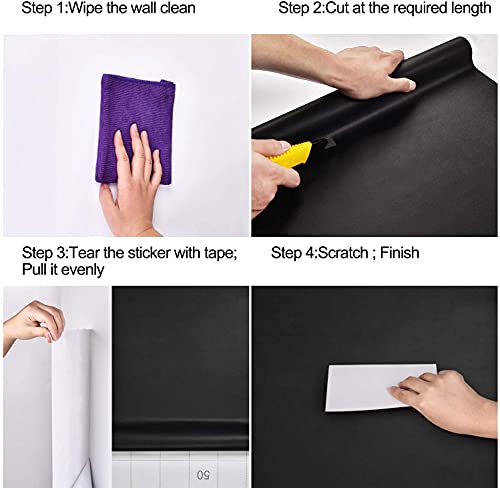Image of WALLMATE? Black Peel and Stick Wallpaper Self-Adhesive Removable Wallpaper Thicken Waterproof Wallpaper for Kitchen Countertop Cabinet (2 Feet by 4 Feet, Matte Black Wallpaper)